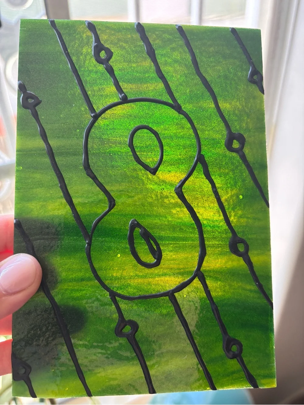 Custom Green Stained Glass Table Numbers. Tables 1-15. With Gold Easels
